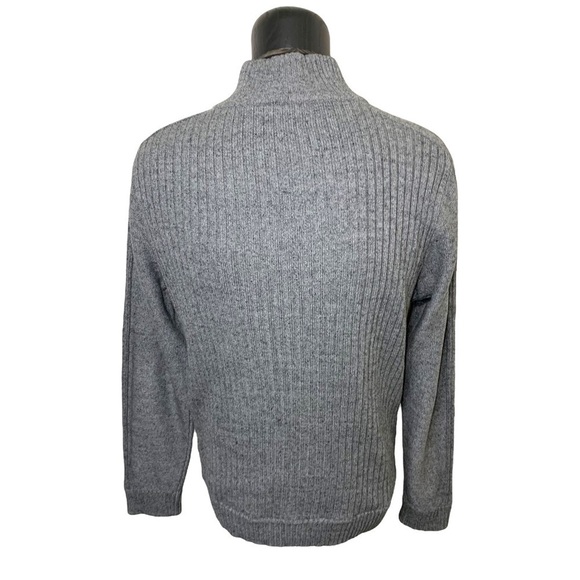 SIMONS Le 31 Gray Minimalist Contemporary Cotton Knit Zipper Sweater Hi Neck XL - Picture 4 of 11